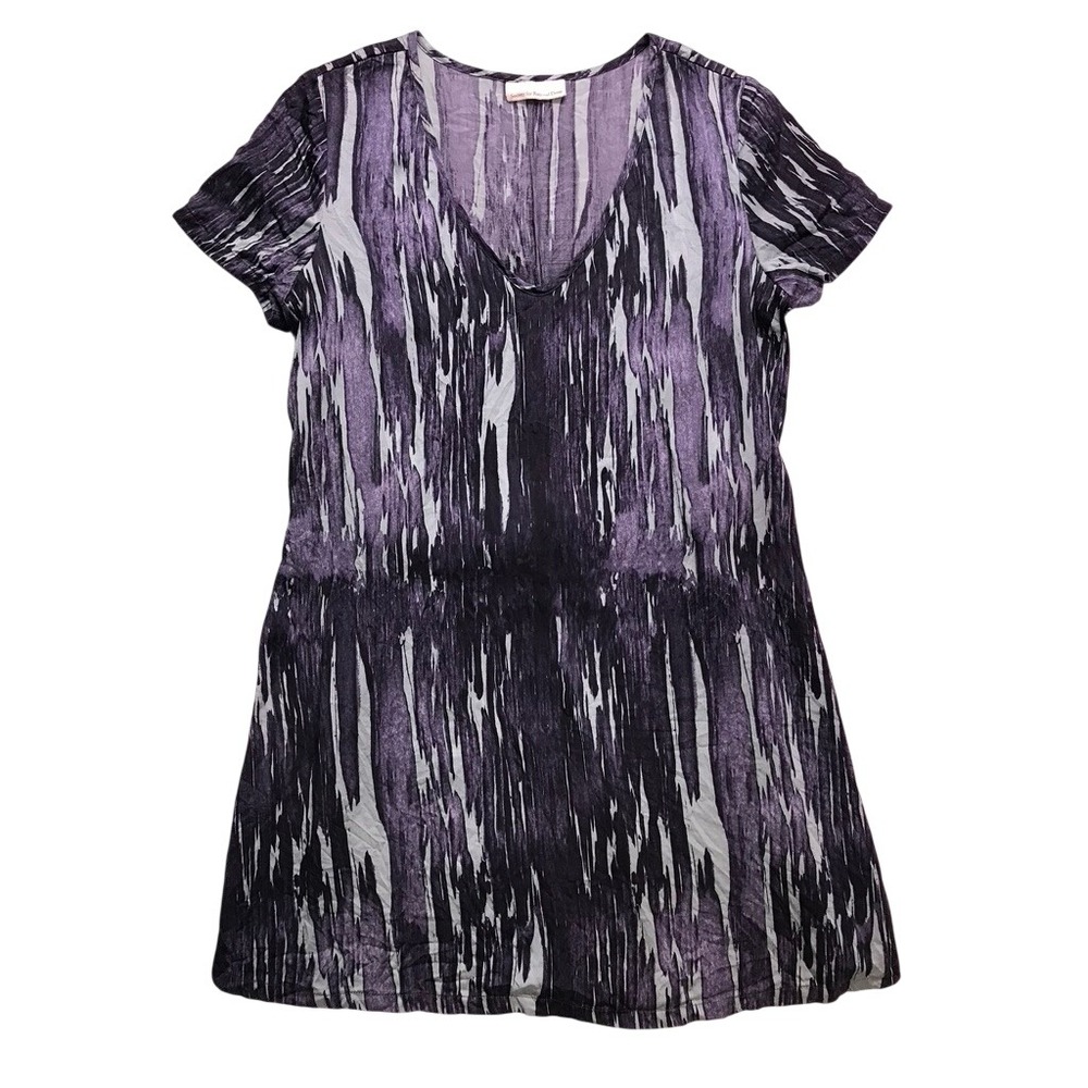 Society for Rational Dress Tunic Dress Womens S Purple Silk Abstract V-Neck Mini